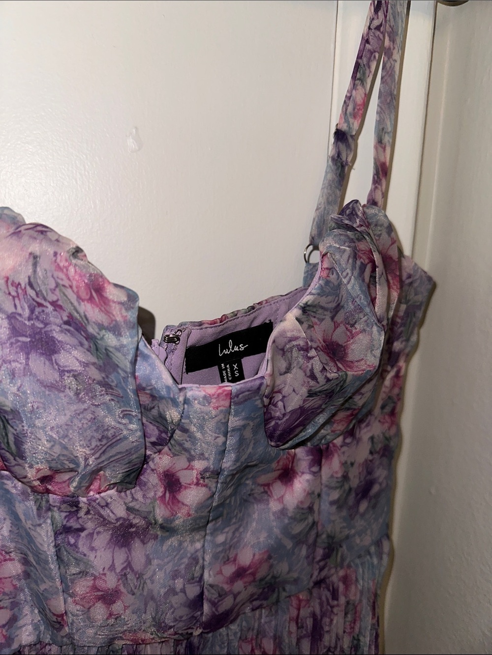 Lulus Purple Multi Floral Pleated Midi Dress - Picture 4 of 4